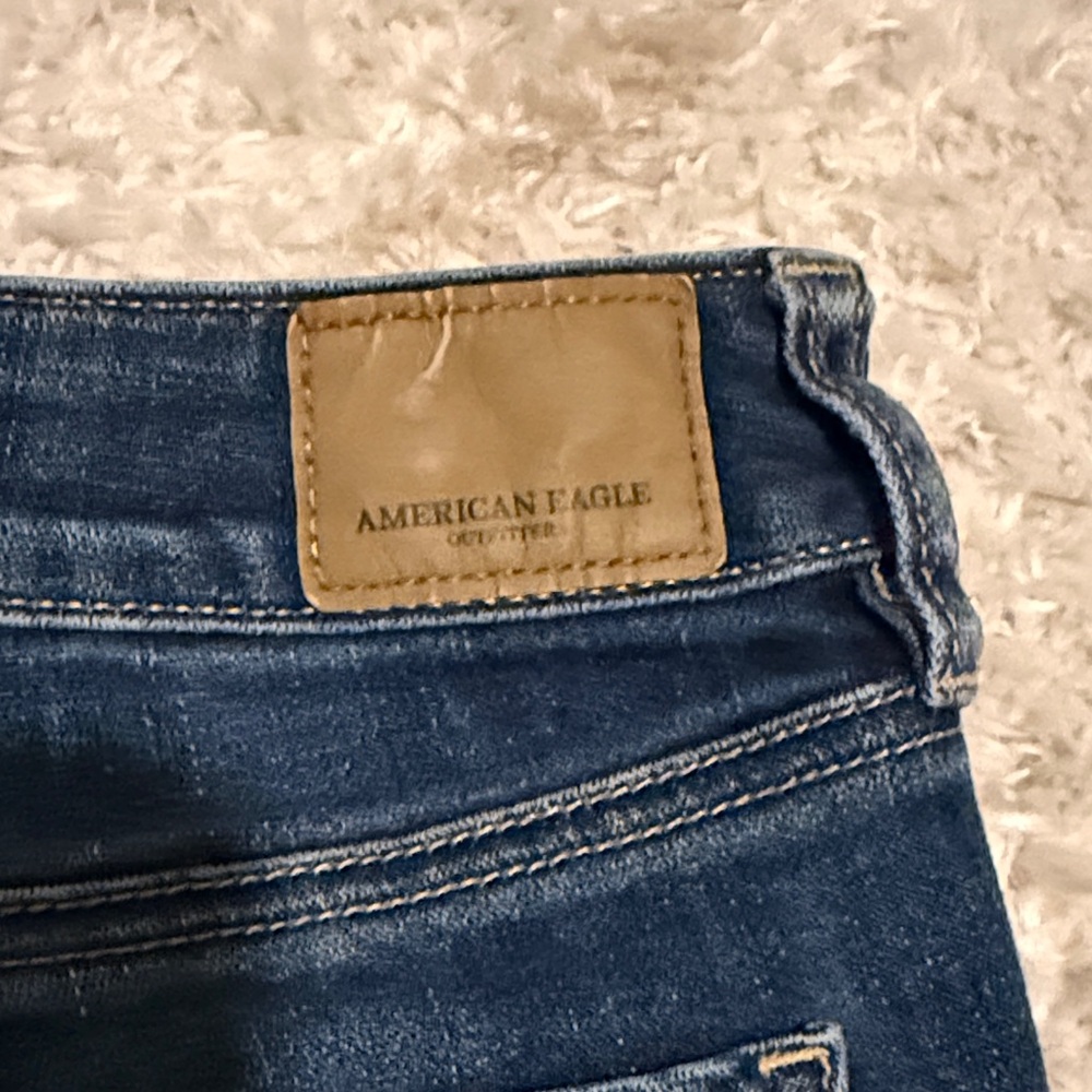 AEO Dark Blue Distressed Skinny Jeans - Picture 11 of 15